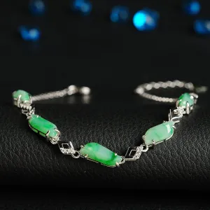 Natural Jade Bracelet Jadeite Silver Bracelet BT112