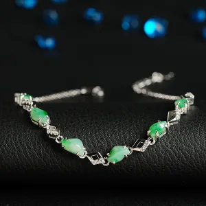 Natural Jade Bracelet Jadeite Silver Bracelet BT114