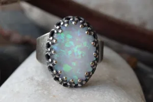 Opal dark silver Ring