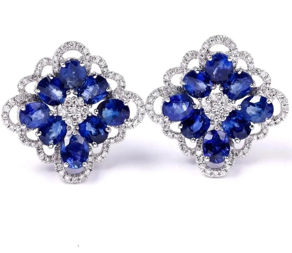 Oval Cut Natural Sapphire Clip Earrings