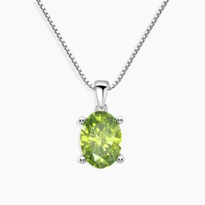 Oval Shape Pendant - Silver Peridot Necklace - Irosk ®