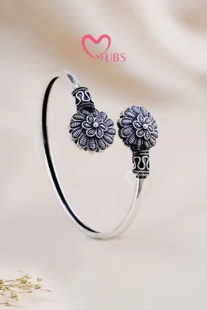 Oxidized Floral Cuff Bracelet