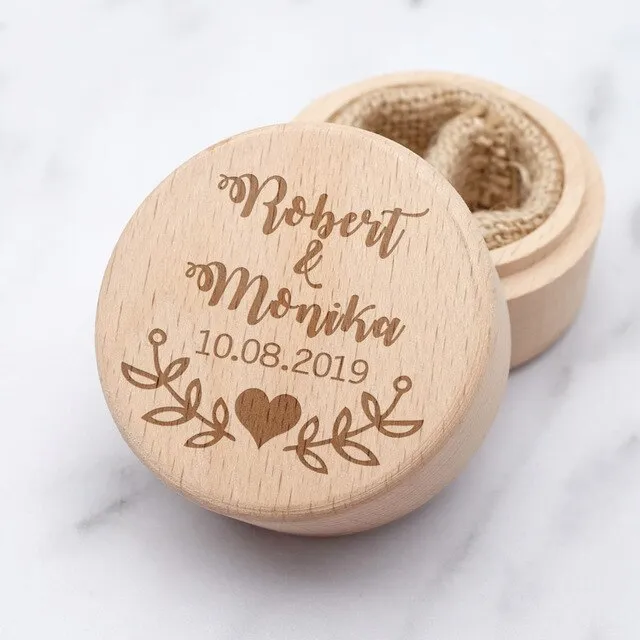 Personalized Wood Ring Box, Custom Engraving-Ring Pillow Alternative