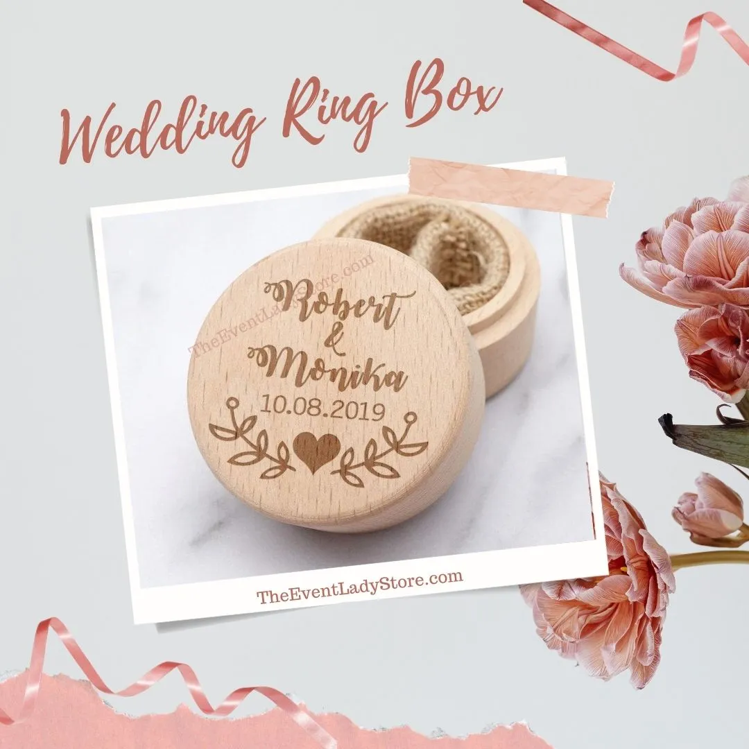 Personalized Wood Ring Box, Custom Engraving-Ring Pillow Alternative