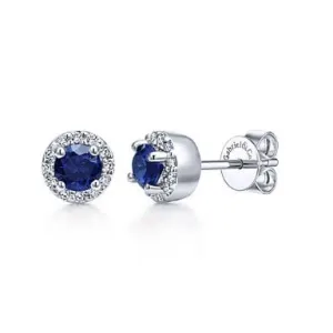 Petite Sapphire and Diamond Stud Earrings