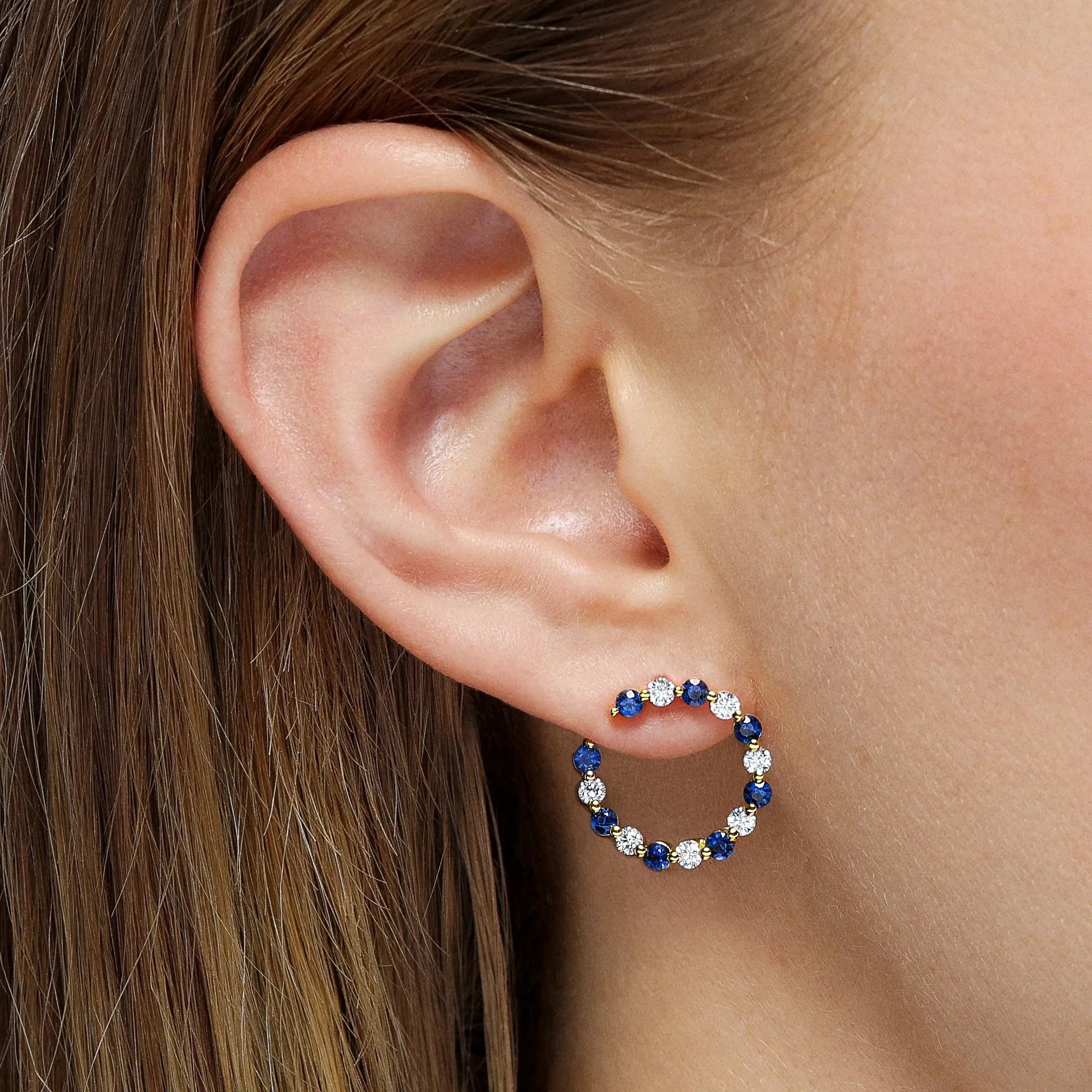 Petite Sphere of Life Sapphire and Diamond Hoop Earrings