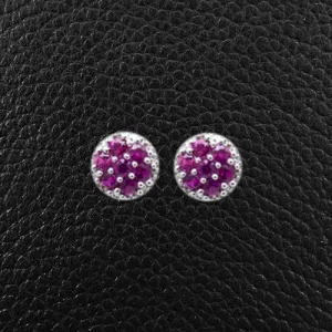 Pink Sapphire Cluster Earrings