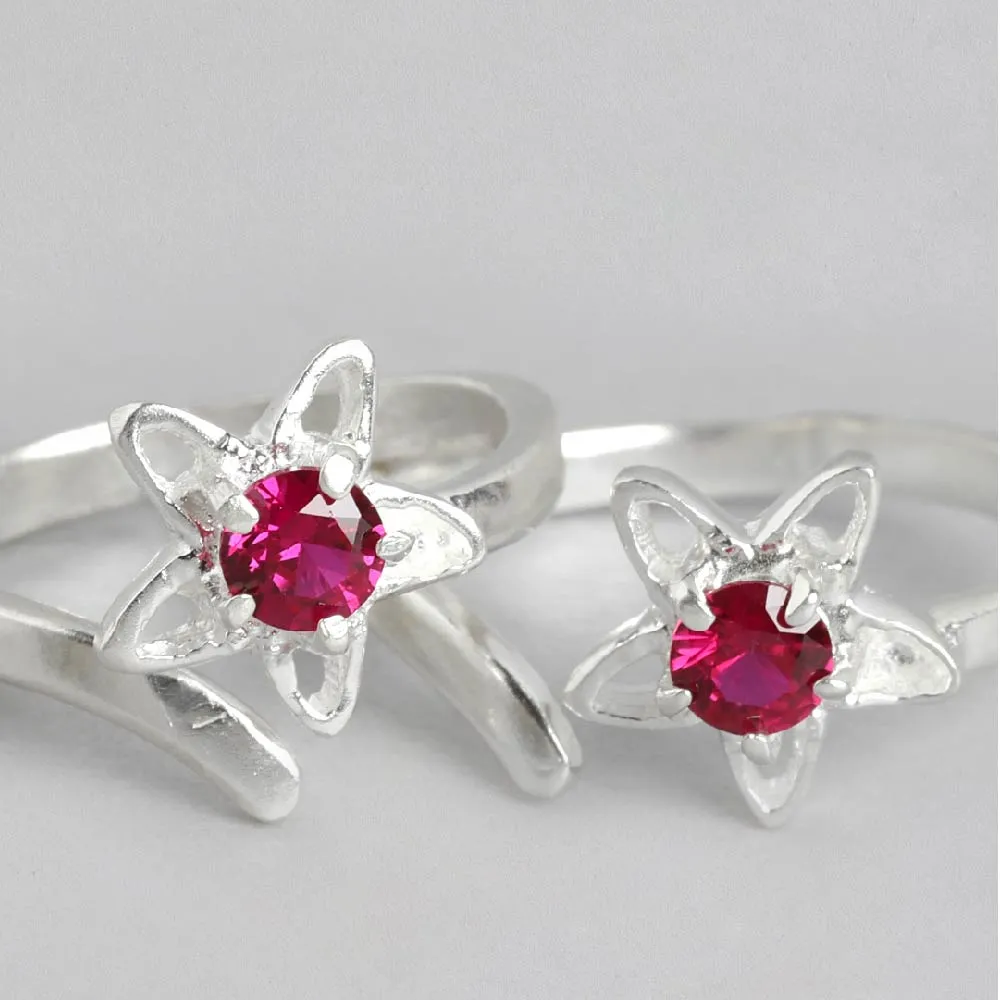 Pink stone Toe ring