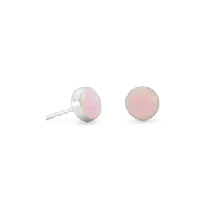 Pink Synthetic Opal Stud Earrings