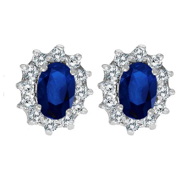 Princess Sapphire & Diamond Earrings