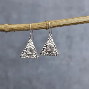 Pyramid - Rose Quartz Earrings