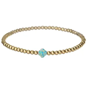 "LUCKY CLOVER" Small Opal on Gold Filled beaded Bracelet