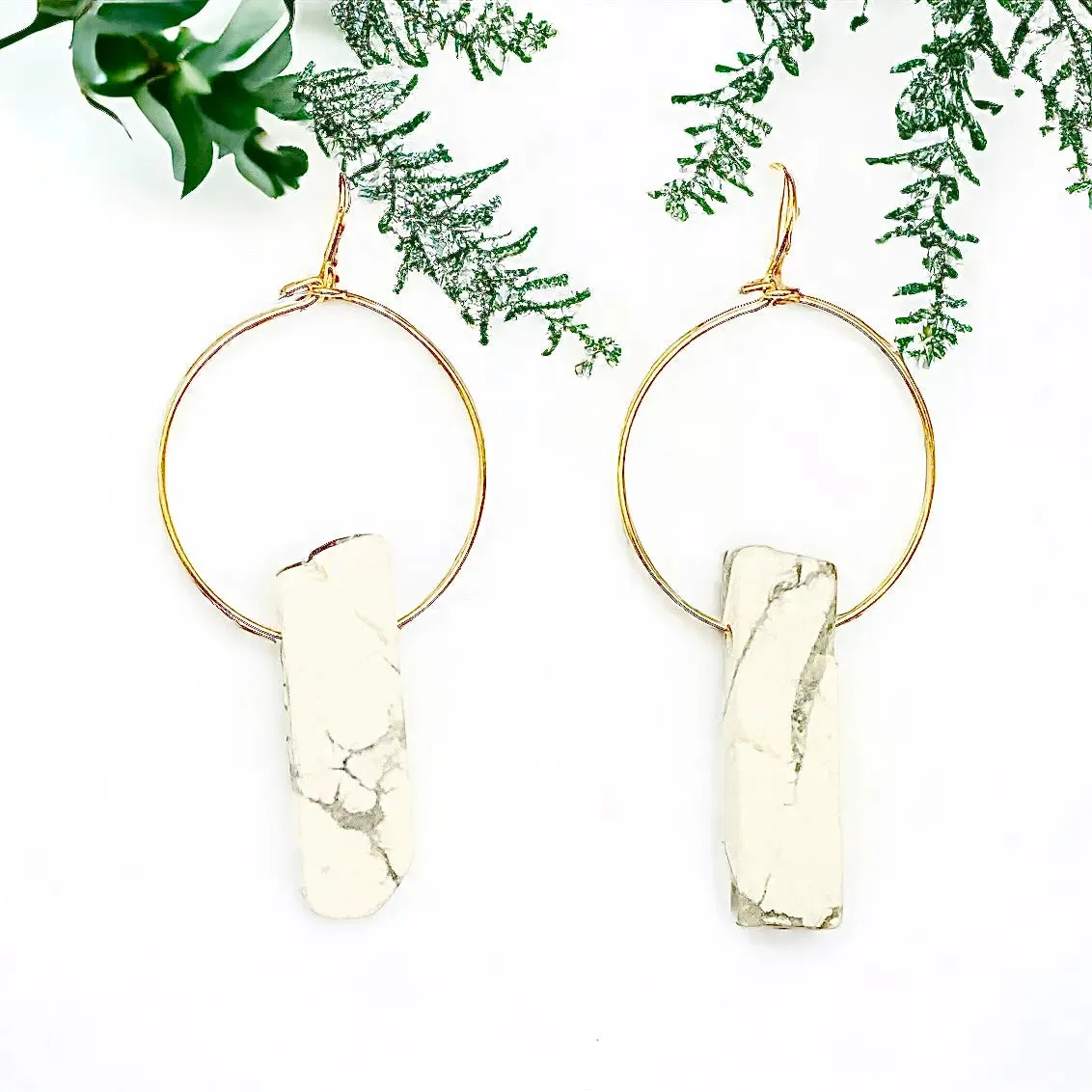 Raw Energy Stone Hoop Earrings