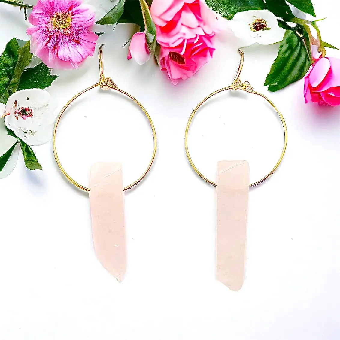 Raw Energy Stone Hoop Earrings