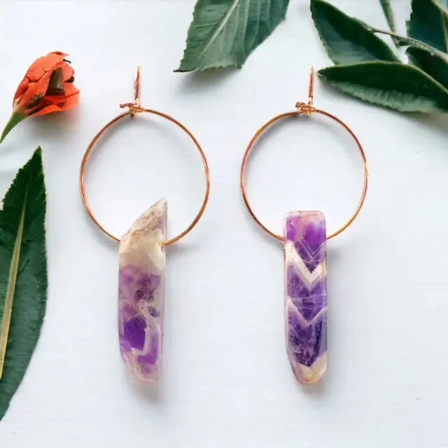 Raw Energy Stone Hoop Earrings