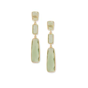 Rectangle Prasiolite Drop Earrings