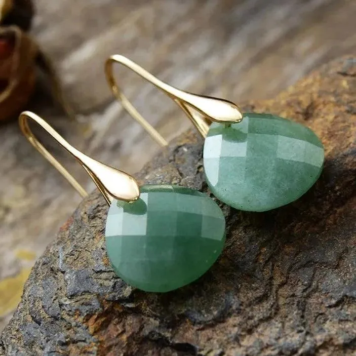 Ritzy Aventurine Stone Drop Earrings