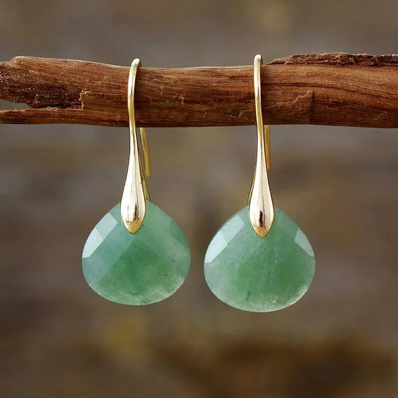 Ritzy Aventurine Stone Drop Earrings