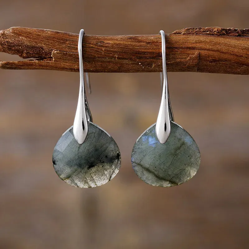 Ritzy Labradorite Gold Drop Earrings