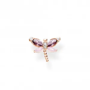 Rose Gold Plated Zirconia Dragonfly Single Ear Stud H2188-321-7