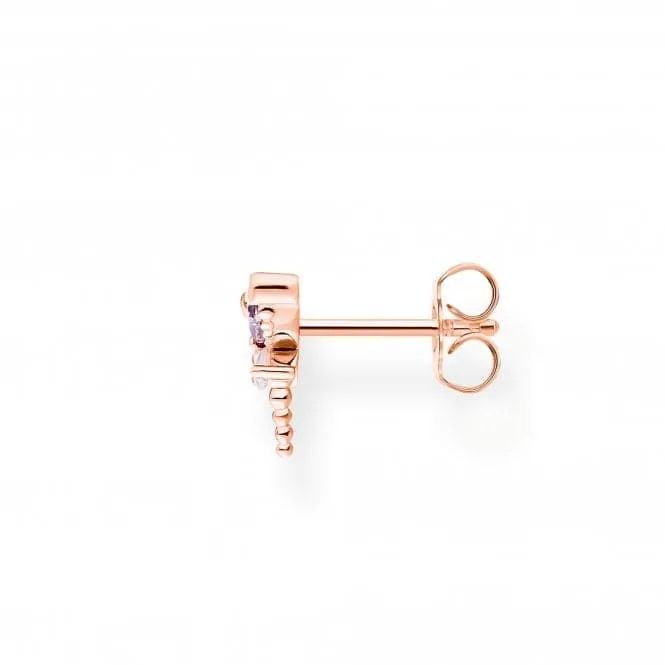 Rose Gold Plated Zirconia Dragonfly Single Ear Stud H2188-321-7