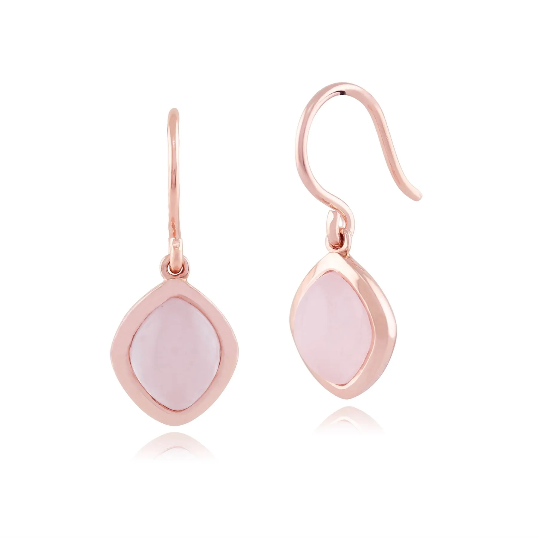 Rose Quartz "Tweedia" Pastell Drop Ohrringe 9ct Rosen Gold Beschichtet Sterlingsilber