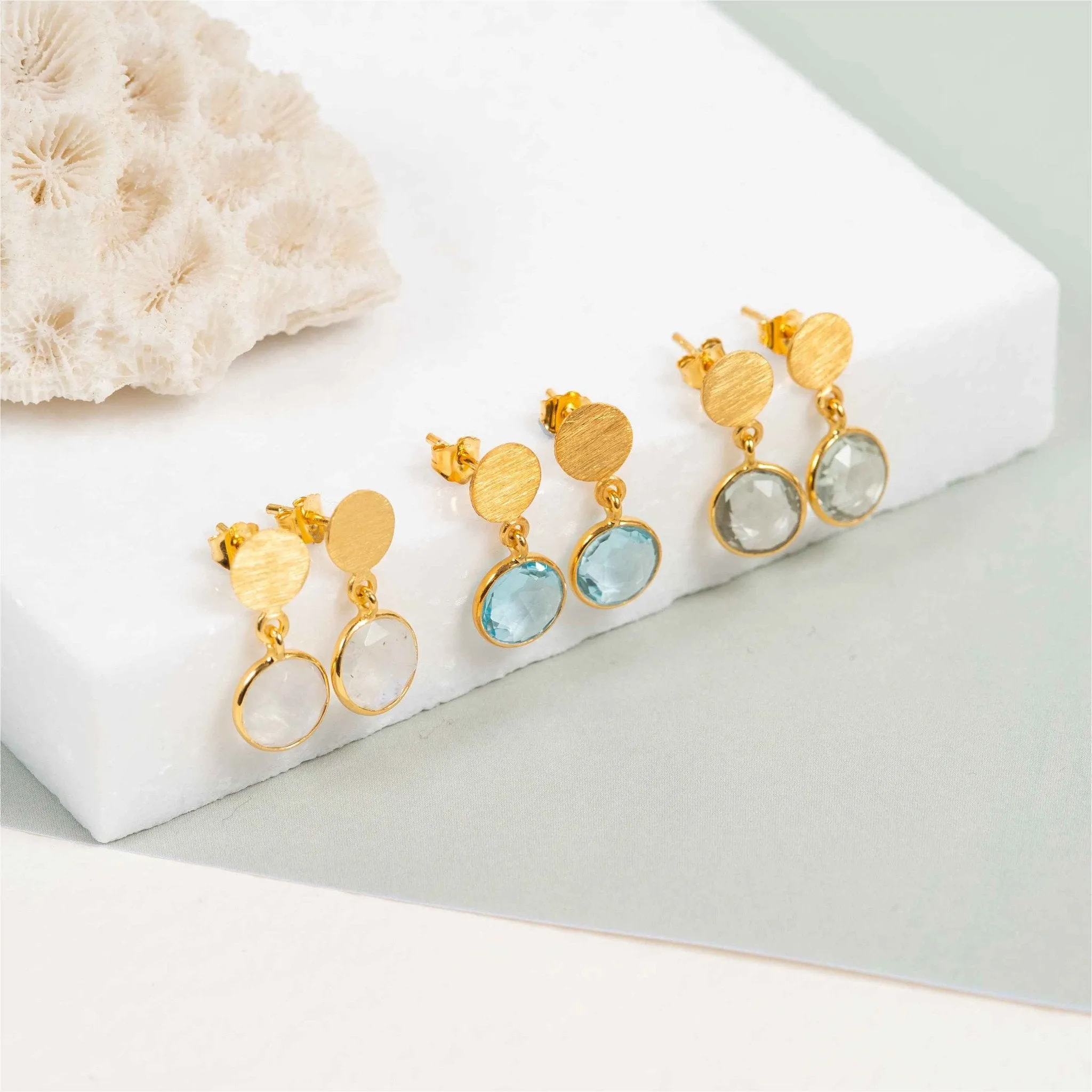 Salina Moonstone & Gold Vermeil Disc Earrings