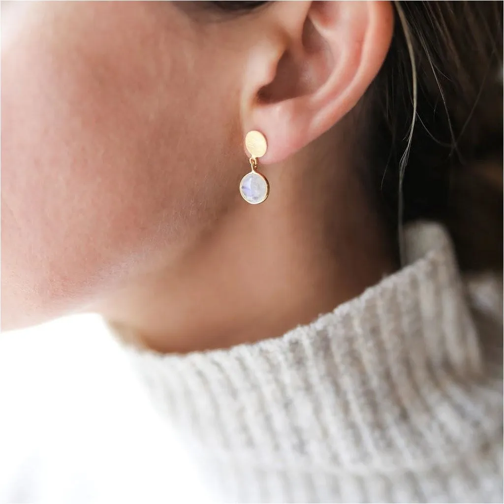 Salina Moonstone & Gold Vermeil Disc Earrings