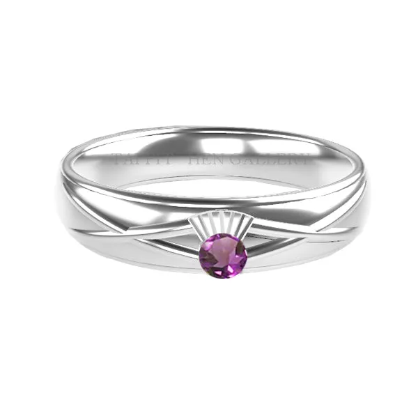 SCOTTISH THISTLE AMETHYST SALTIRE WEDDING RING