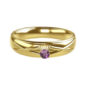 SCOTTISH THISTLE AMETHYST SALTIRE WEDDING RING