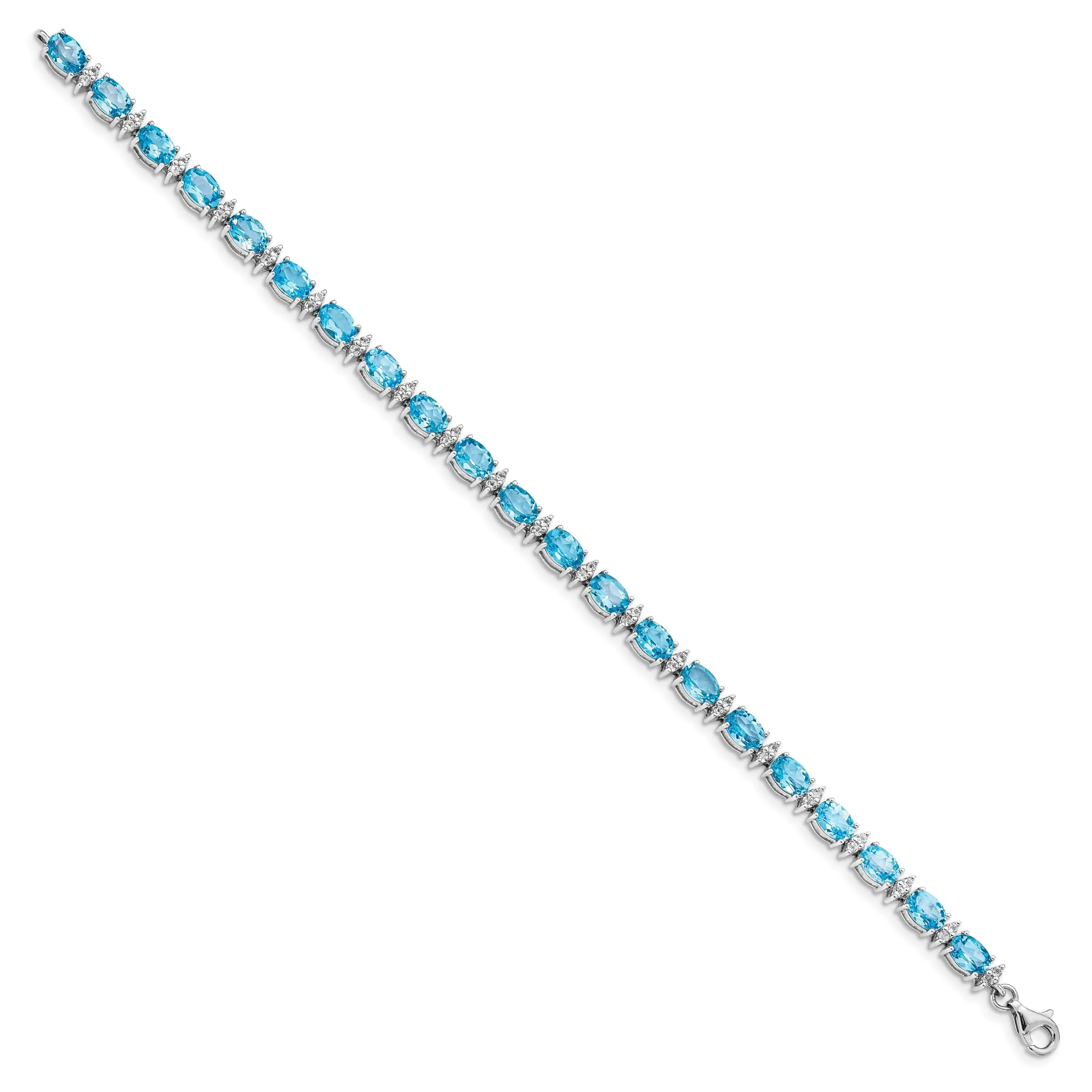 Silver Blue Topaz Gemstone White Topaz Bracelet