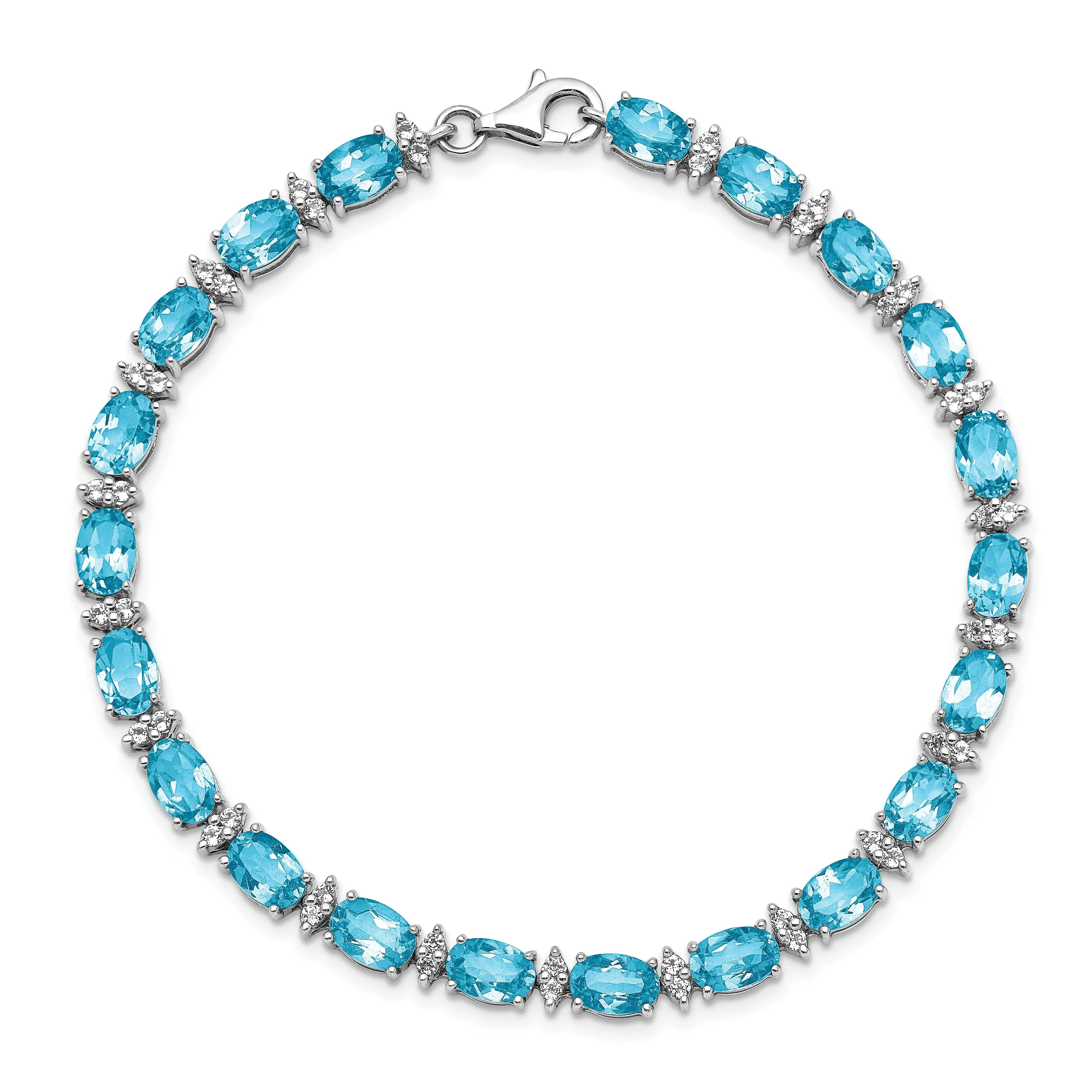 Silver Blue Topaz Gemstone White Topaz Bracelet