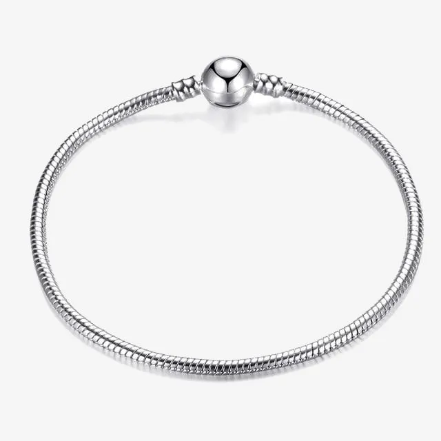 Silver Plated Snake Chain Link Bracelet Fit European