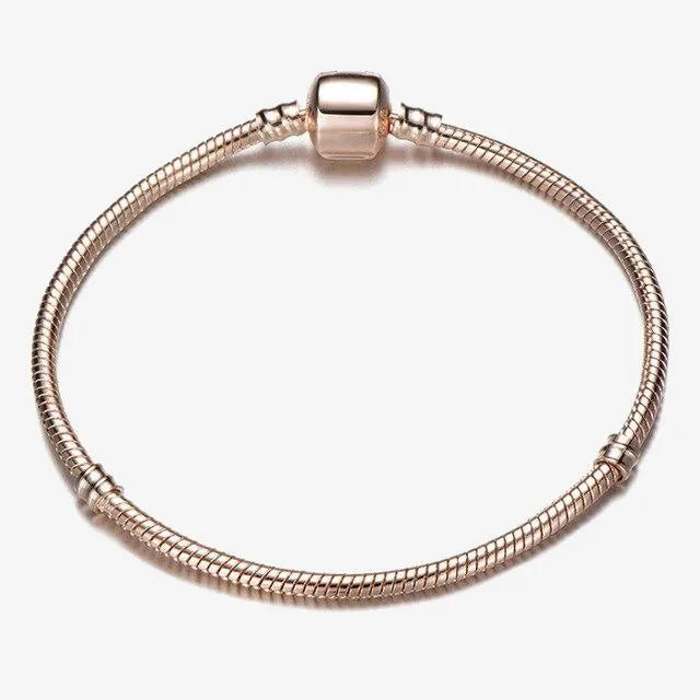 Silver Plated Snake Chain Link Bracelet Fit European