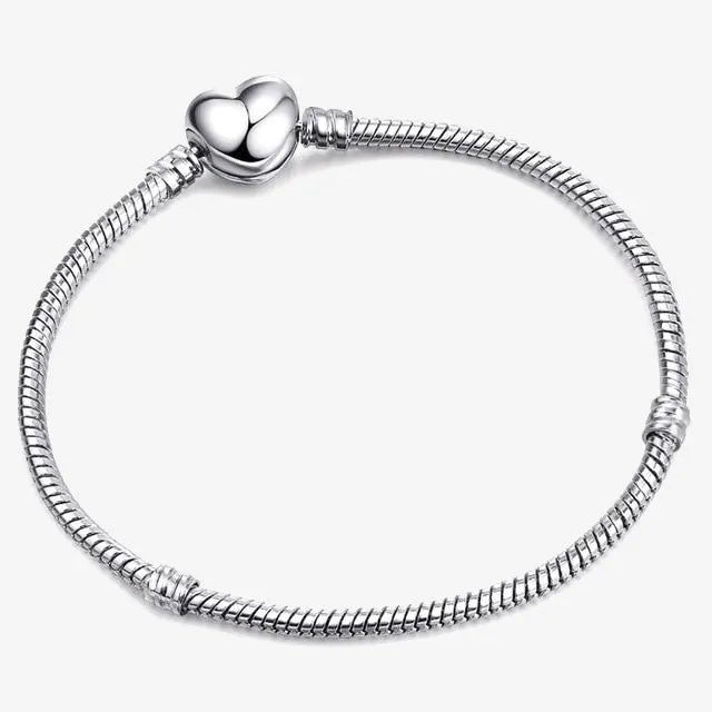 Silver Plated Snake Chain Link Bracelet Fit European