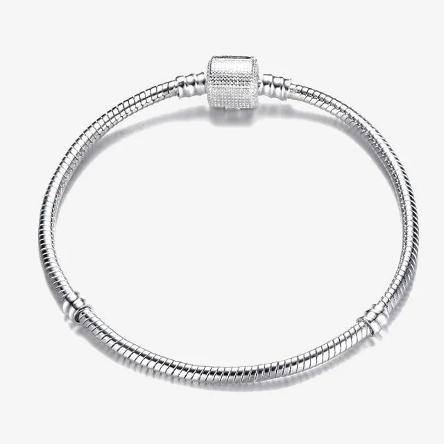 Silver Plated Snake Chain Link Bracelet Fit European