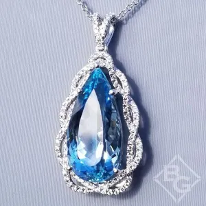 Simon G. Large Pear Cut Aquamarine Diamond Pendant