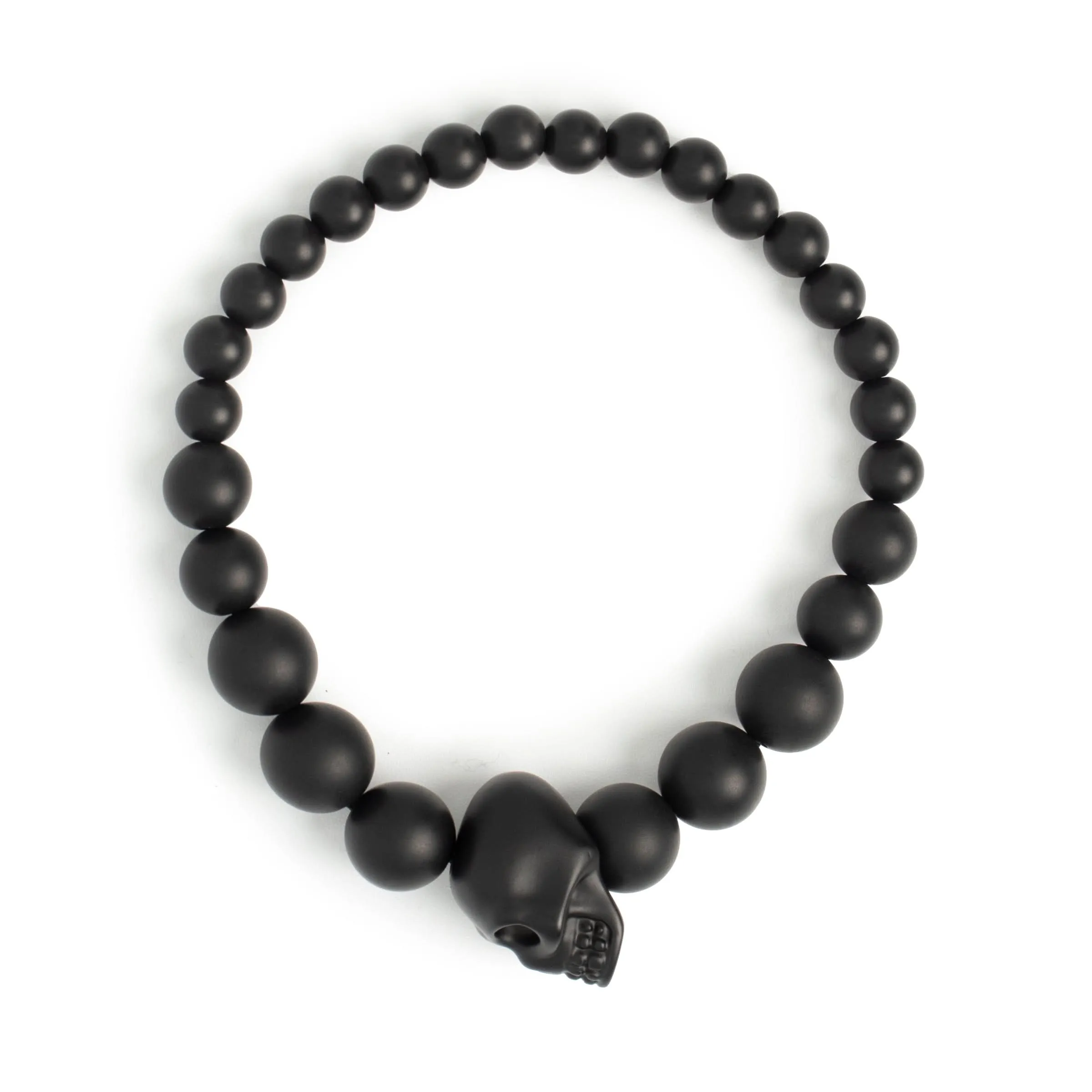 Skull Beaded Bracelet in Black