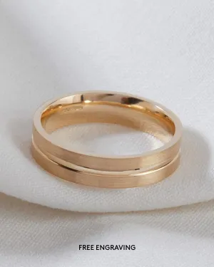 Solid Gold Flat Court Groove Ring - 5mm Band