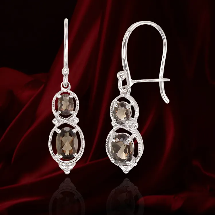 Sophisticated Vintage Inspired Natural Smoky Quartz Earrings