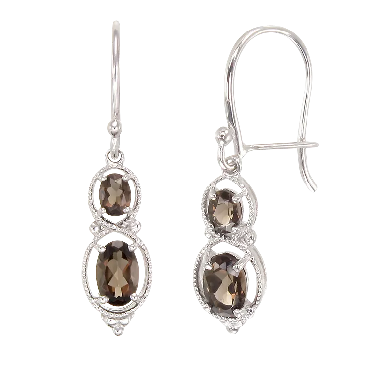 Sophisticated Vintage Inspired Natural Smoky Quartz Earrings