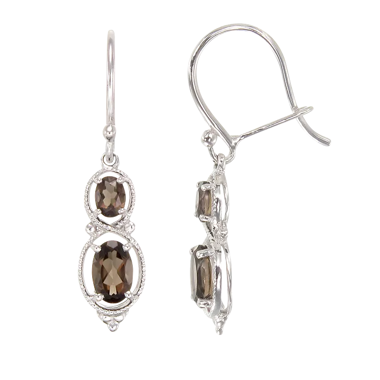 Sophisticated Vintage Inspired Natural Smoky Quartz Earrings