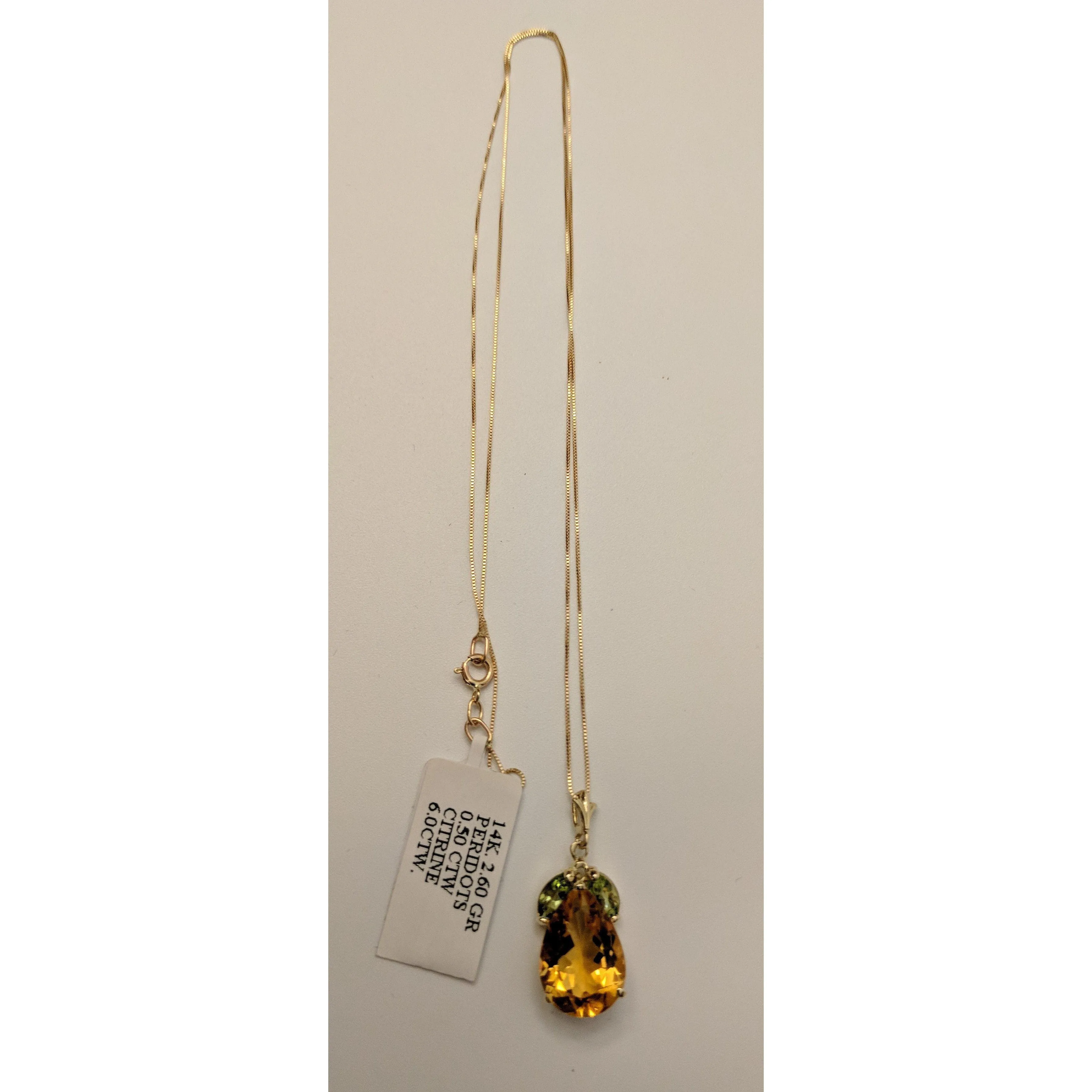 Sparkling 6.5ctw Citrine and Peridot Necklace in 14K Gold