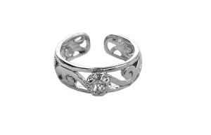 Spiral Band with Stone Toe Ring - Silver