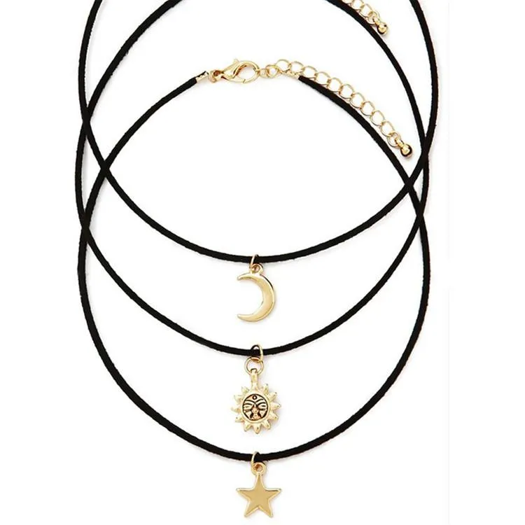 Star Moon Sun Chokers - Set of 3