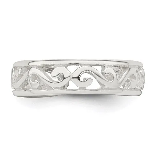 Sterling Silver 4mm Scroll Toe Ring