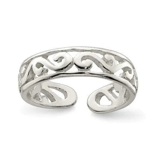 Sterling Silver 4mm Scroll Toe Ring