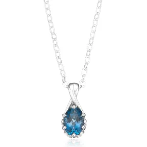 Sterling Silver 7x5mm Oval Cut Blue Topaz Pendant