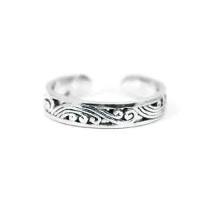 Sterling Silver Antiqued Filigree Design Toe Ring