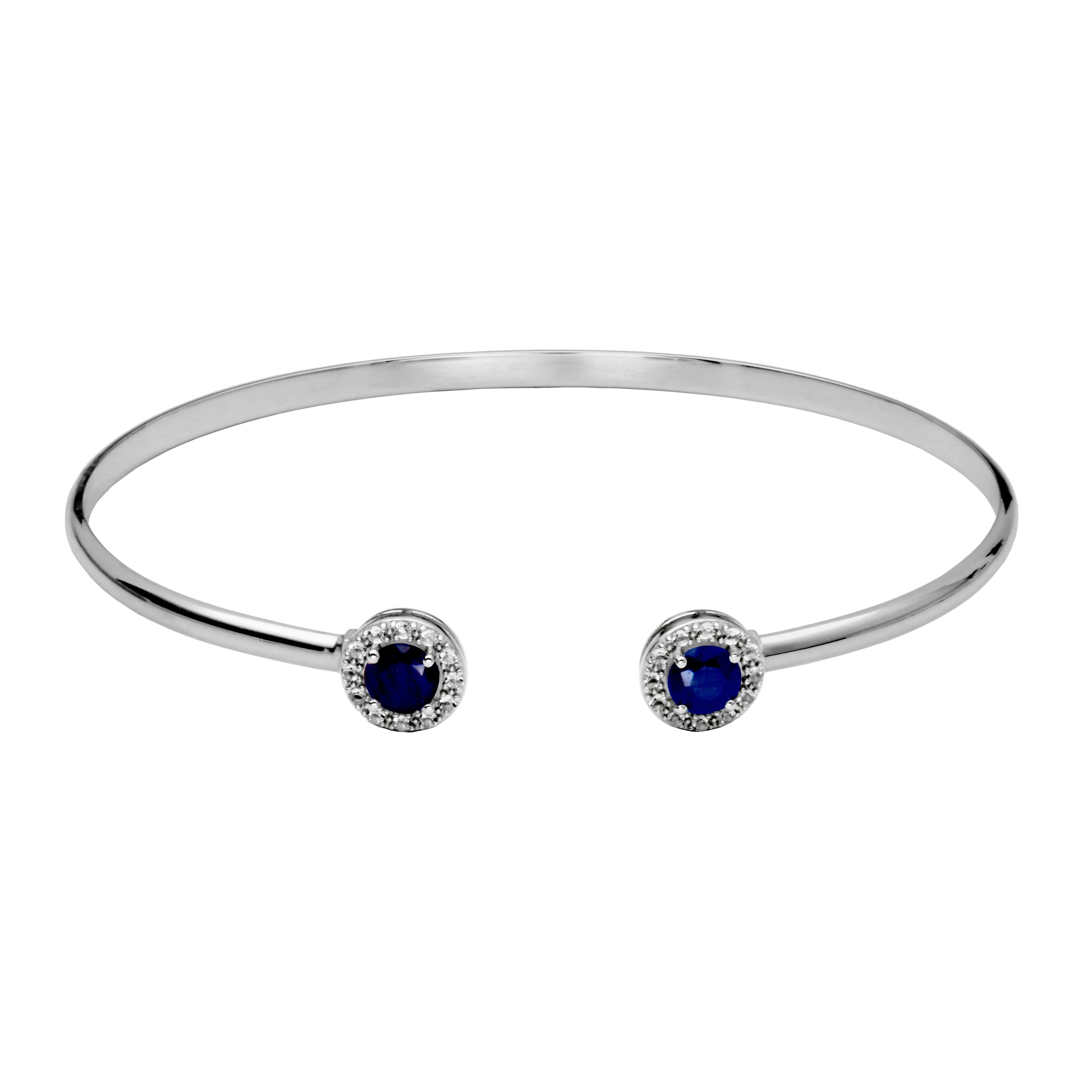 Sterling Silver Blue Corundum White Topaz Cuff Bracelet